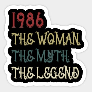 Vintage Retro 34th Birthday Gift Womens 1986 Legend Sticker